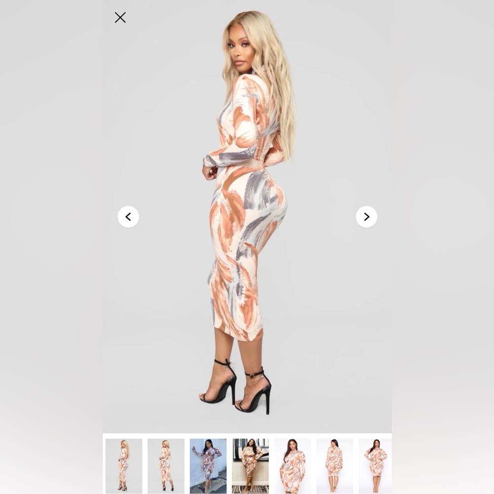 Fashion Nova Work Of Art Midi Dress - Nude